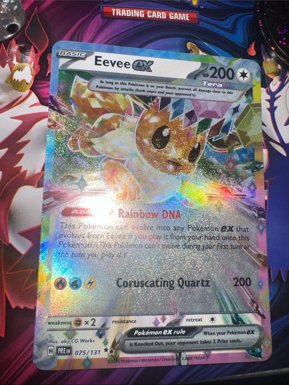 Pokemon Eevee-EX Holographic Rainbow Foil Card